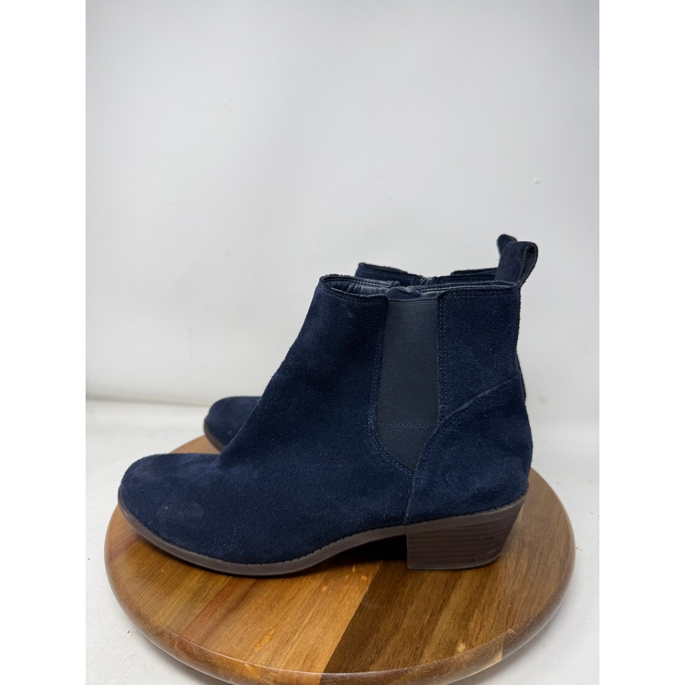 Vionic Roseland Navy Blue Suede Ankle Boots Womens 10 Wide Block Heel Zip Bootie - Picture 3 of 8